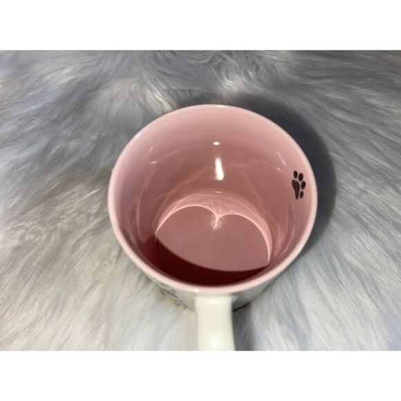 SPECTRUM Kitty Cat Friends Embossed 21oz Mug Cream PINK Hand Painted Cat Faces - Picture 6 of 9